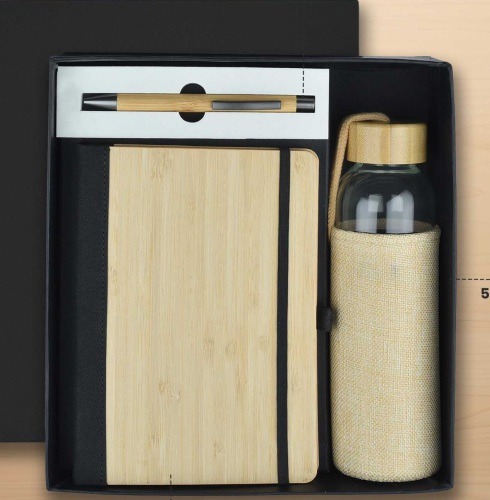 CGS 64 A5 Notebook, Wooden Pen & 500ml Bottle Gift Set