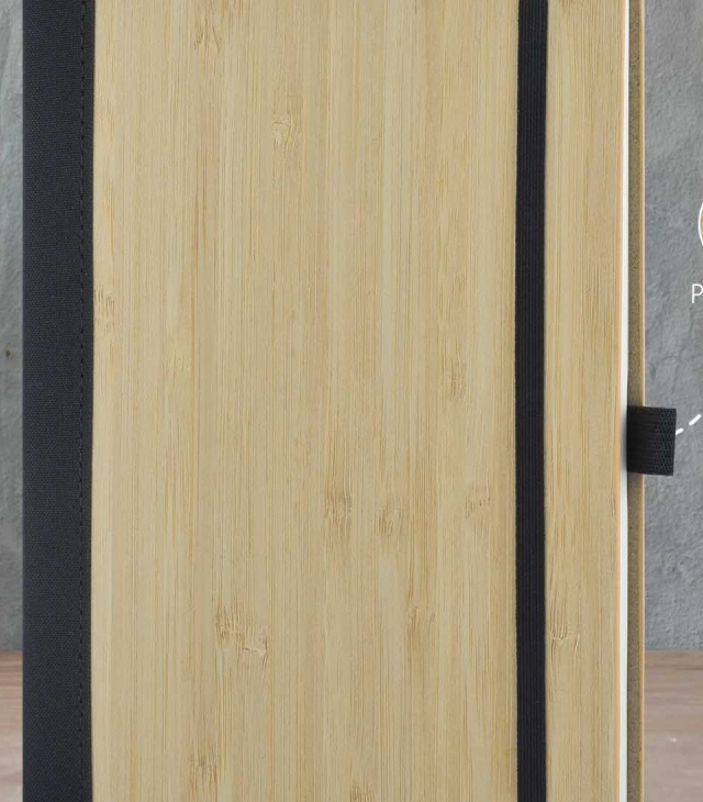 Bamboo Cover Notebook with Pen Loop and Elastic Closure