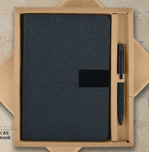 CGS 26 Black A5 Notebook & Metal Pen Gift Set