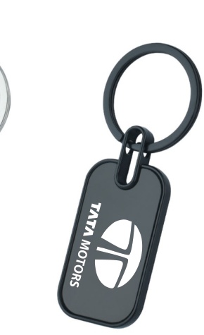 Black Rectangular Metal Keychain