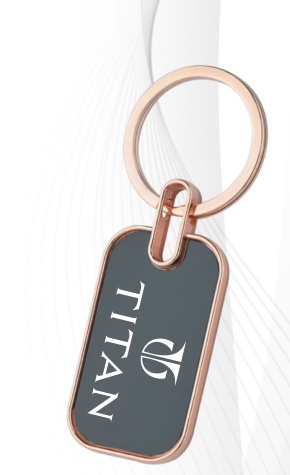 Rose Gold Trim Rectangular Metal Keychain