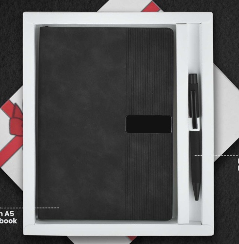 CGS 30 Black A5 Notebook & Metal Pen Gift Set