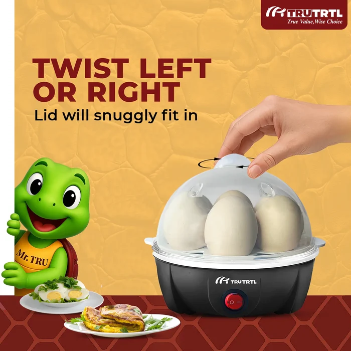 truTRTL Smart Egg Boiler | Boil upto 7 Eggs | Black additional view
