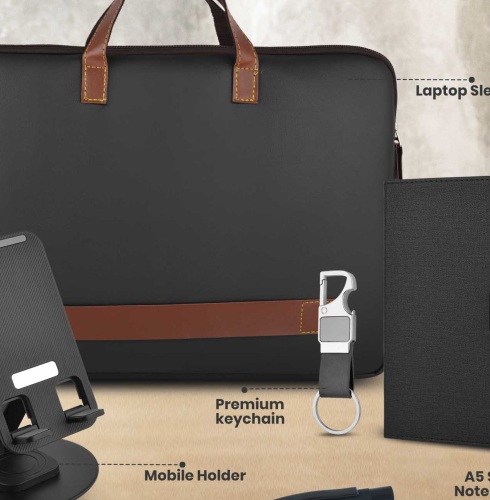 CGS 82 Laptop Sleeve, A5 Notebook, Mobile Holder, Keychain & Metal Pen Gift Set