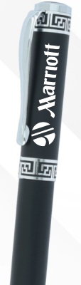 Black Silver Pattern Metal Ball Pen
