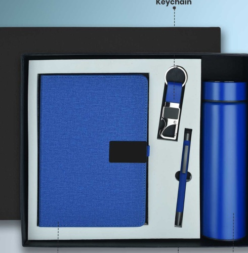 CGS 67 A5 Notebook, Metal Pen, Metal Keychain & 500ml Temperature Display Flask Gift Set