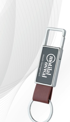 Brown Strap Keychain with Rectangular Metal Frame