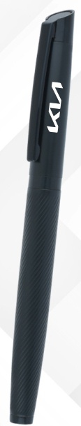Black Fine Ribbed Metal Ball Pen