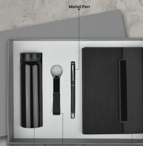 CGS 79 A5 Notebook, Metal Pen, Metal Keychain & 300ml Flask Gift Set