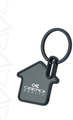 House-Shaped Metal Keychain - Black