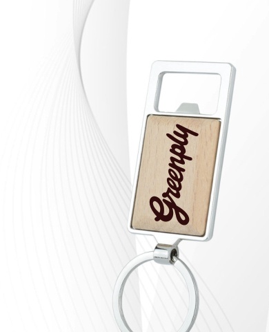 Metal Keychain with Wooden Insert