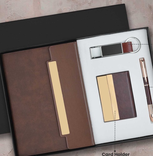 CGS 59 A5 Notebook, Premium Pen, Card Holder & Metal Keychain Gift Set