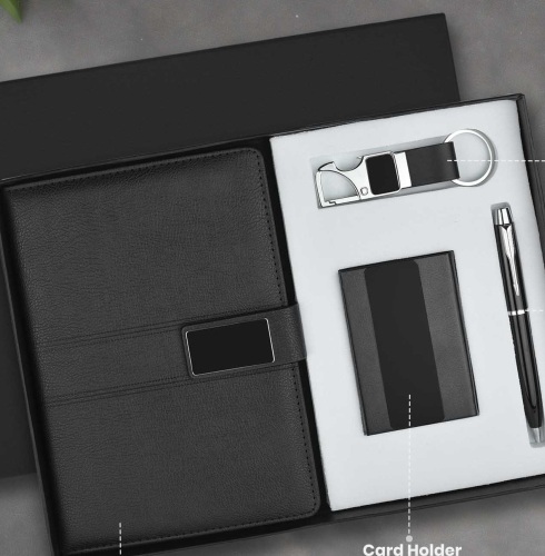 CGS 56 A5 Notebook, Premium Pen, Card Holder & Metal Keychain Gift Set