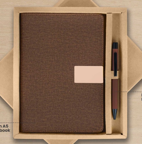 CGS 27 Brown A5 Notebook & Metal Pen Gift Set