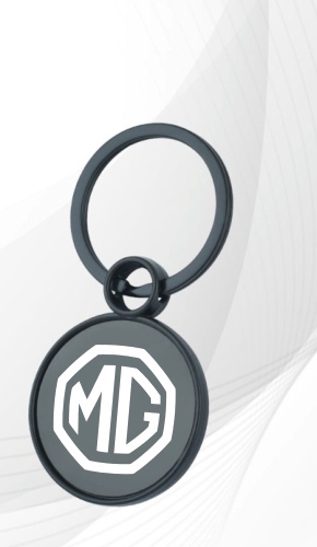 Black Round Metal Keychain