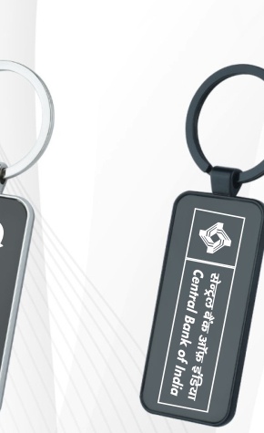 Black Long Rectangular Metal Keychain