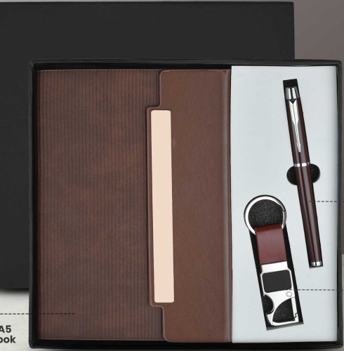 CGS 52 A5 Notebook, Metal Pen & Metal Keychain Gift Set