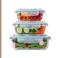 AGARO Elite Glass Container Rect 3Pcs Set (Item No. 33810)