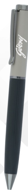 Grey Ribbed Metal Ball Pen