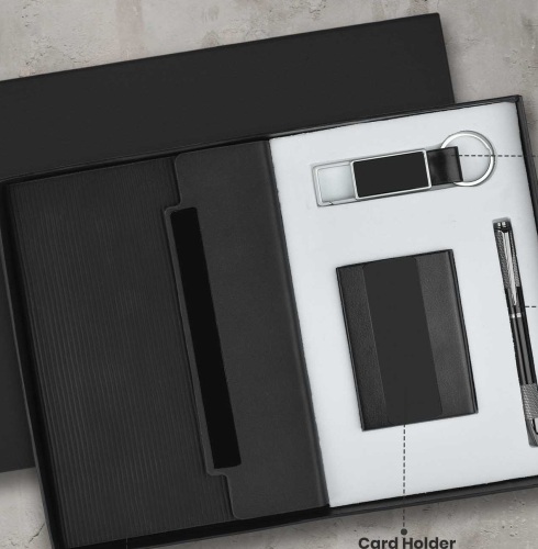 CGS 58 A5 Notebook, Premium Pen, Card Holder & Metal Keychain Gift Set