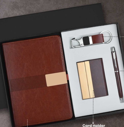 CGS 55 A5 Notebook, Premium Pen, Card Holder & Metal Keychain Gift Set