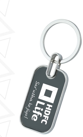 Rectangular Metal Keychain - Black and Silver