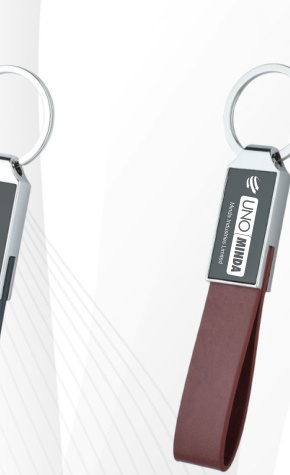 Brown Strap Keychain with Metal Tag