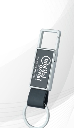 Black Strap Keychain with Rectangular Metal Frame