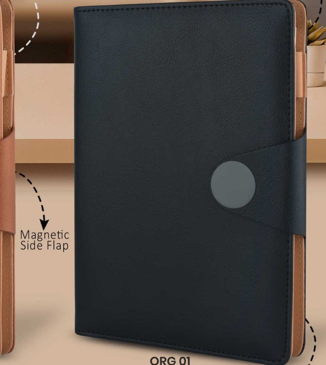 A5 Thermal PU Leather Organizer with Magnetic Side Flap and Inner Pockets