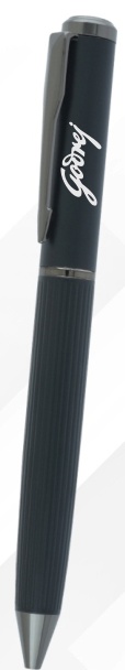 Black Ribbed Metal Ball Pen