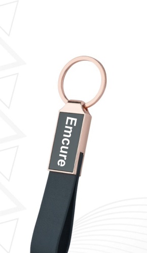 Black Strap Metal Keychain with Rose Gold Ring