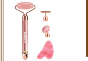 AGARO Rose Quartz Face Roller With Gua Sha (Item No. 33930)